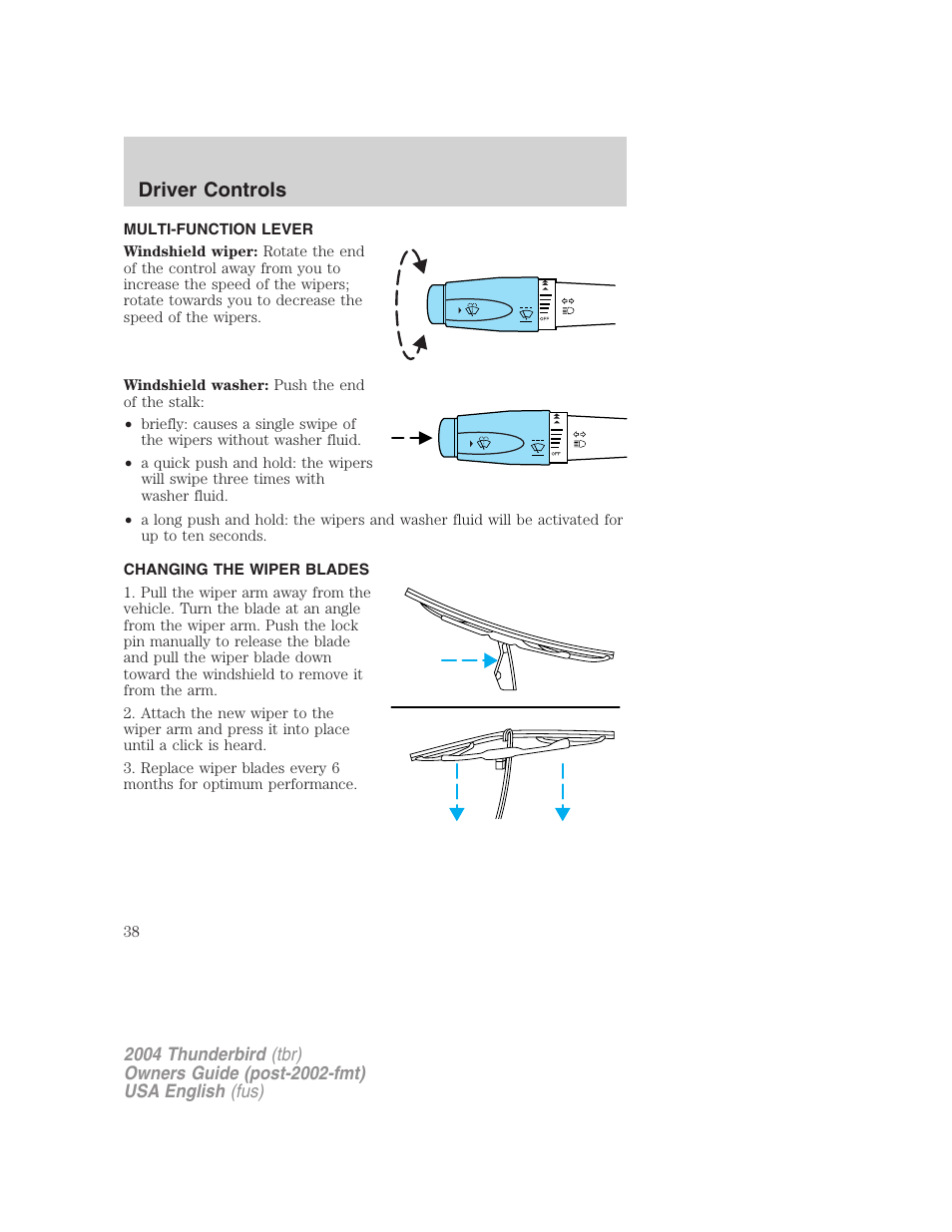 Driver controls | FORD 2004 Thunderbird v.2 User Manual | Page 38 / 224