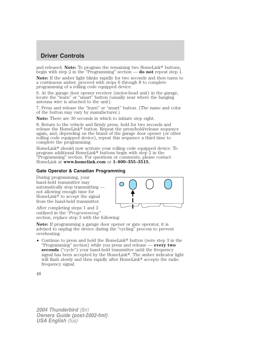 Driver controls | FORD 2004 Thunderbird v.2 User Manual | Page 48 / 224