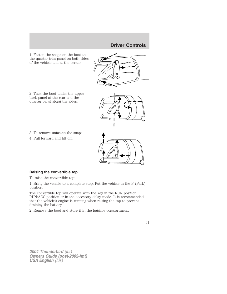 Driver controls | FORD 2004 Thunderbird v.2 User Manual | Page 51 / 224