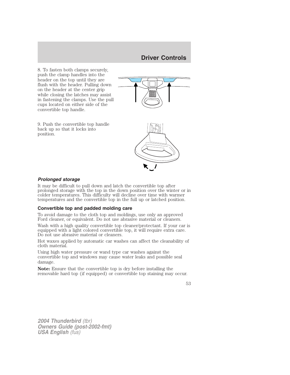 Driver controls | FORD 2004 Thunderbird v.2 User Manual | Page 53 / 224