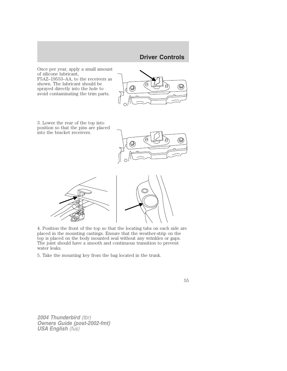 Driver controls | FORD 2004 Thunderbird v.2 User Manual | Page 55 / 224