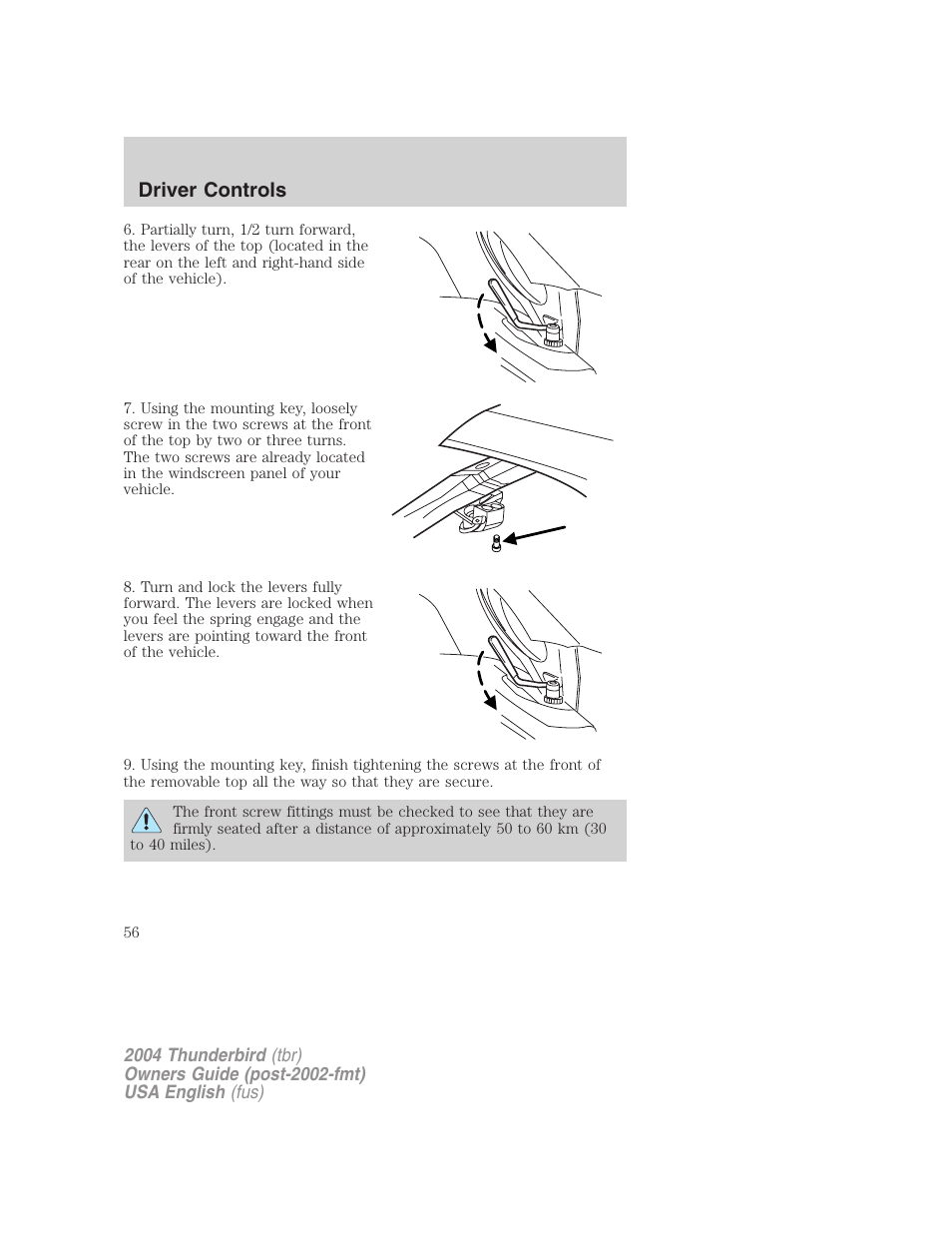 Driver controls | FORD 2004 Thunderbird v.2 User Manual | Page 56 / 224