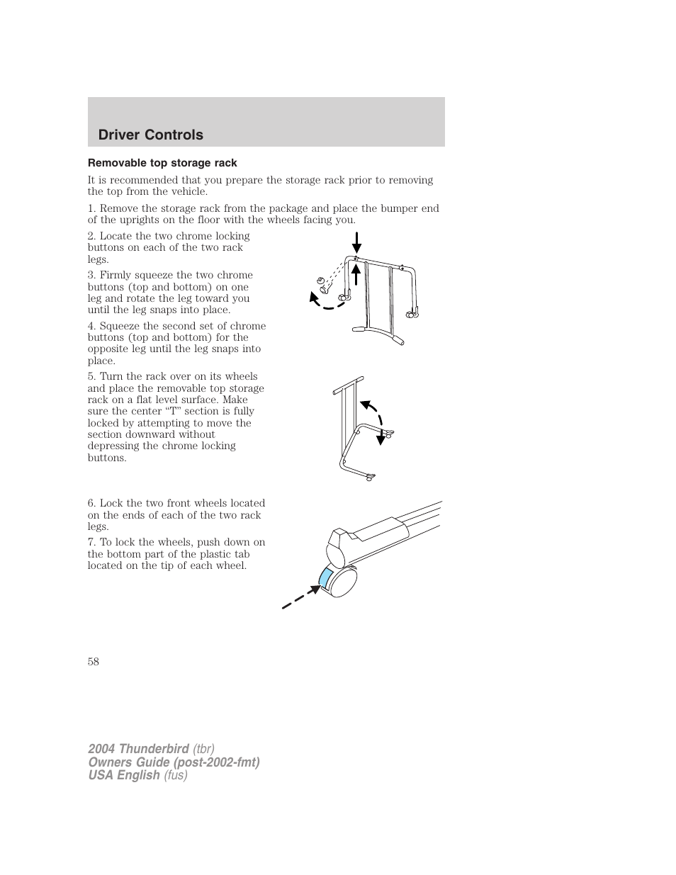 Driver controls | FORD 2004 Thunderbird v.2 User Manual | Page 58 / 224