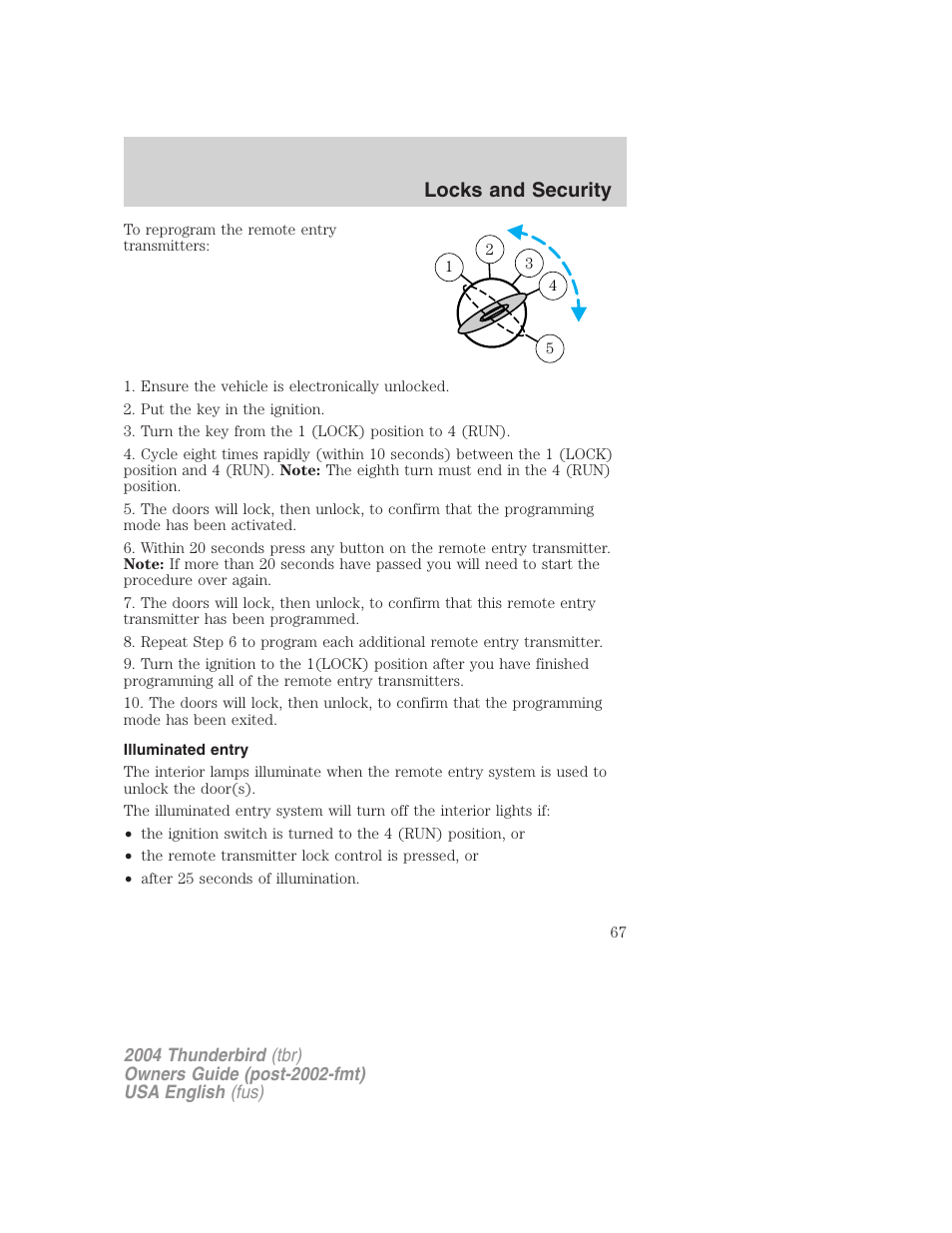Locks and security | FORD 2004 Thunderbird v.2 User Manual | Page 67 / 224