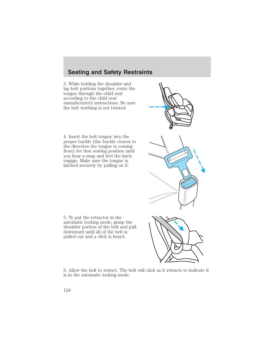 Seating and safety restraints | FORD 2003 Crown Victoria v.1 User Manual | Page 124 / 232