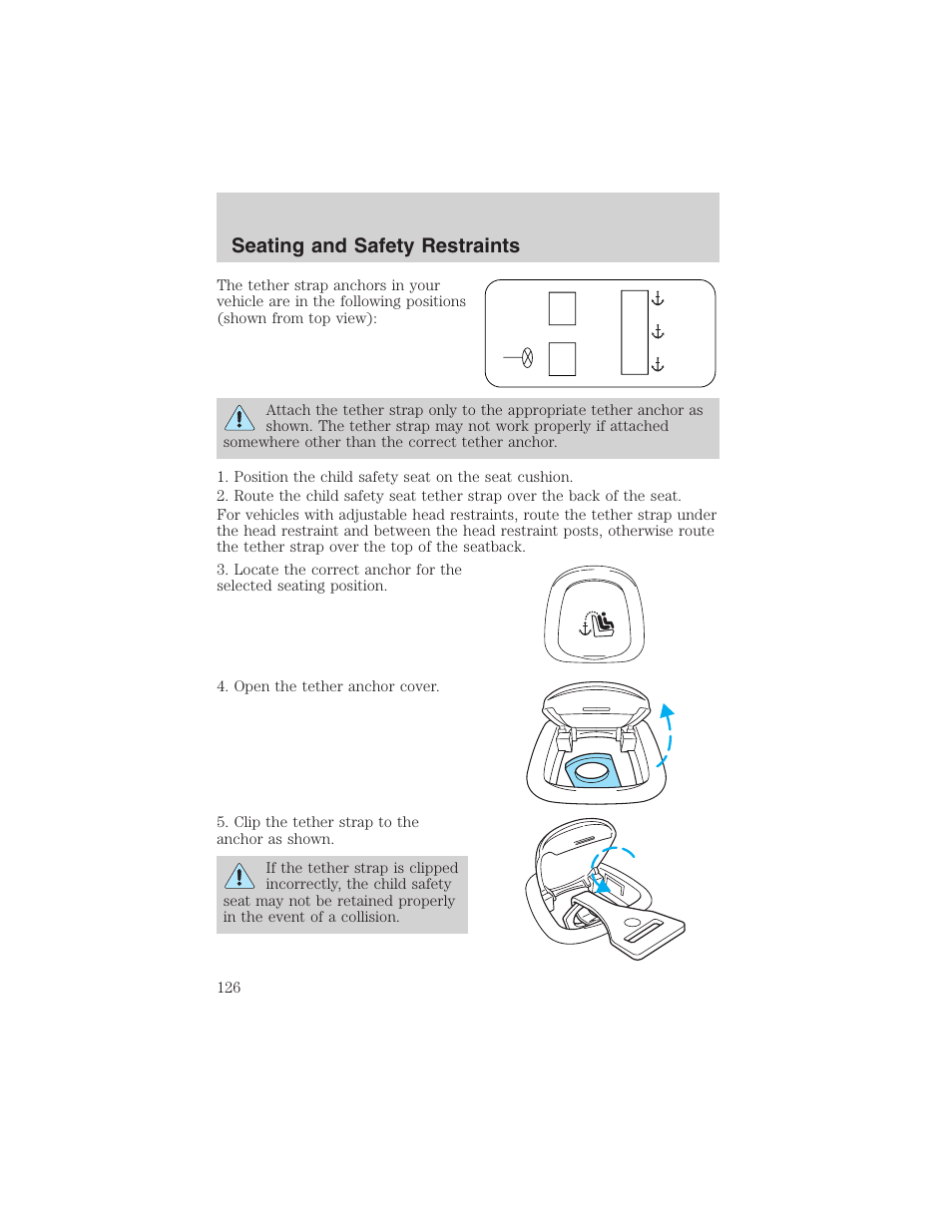 Seating and safety restraints | FORD 2003 Crown Victoria v.1 User Manual | Page 126 / 232