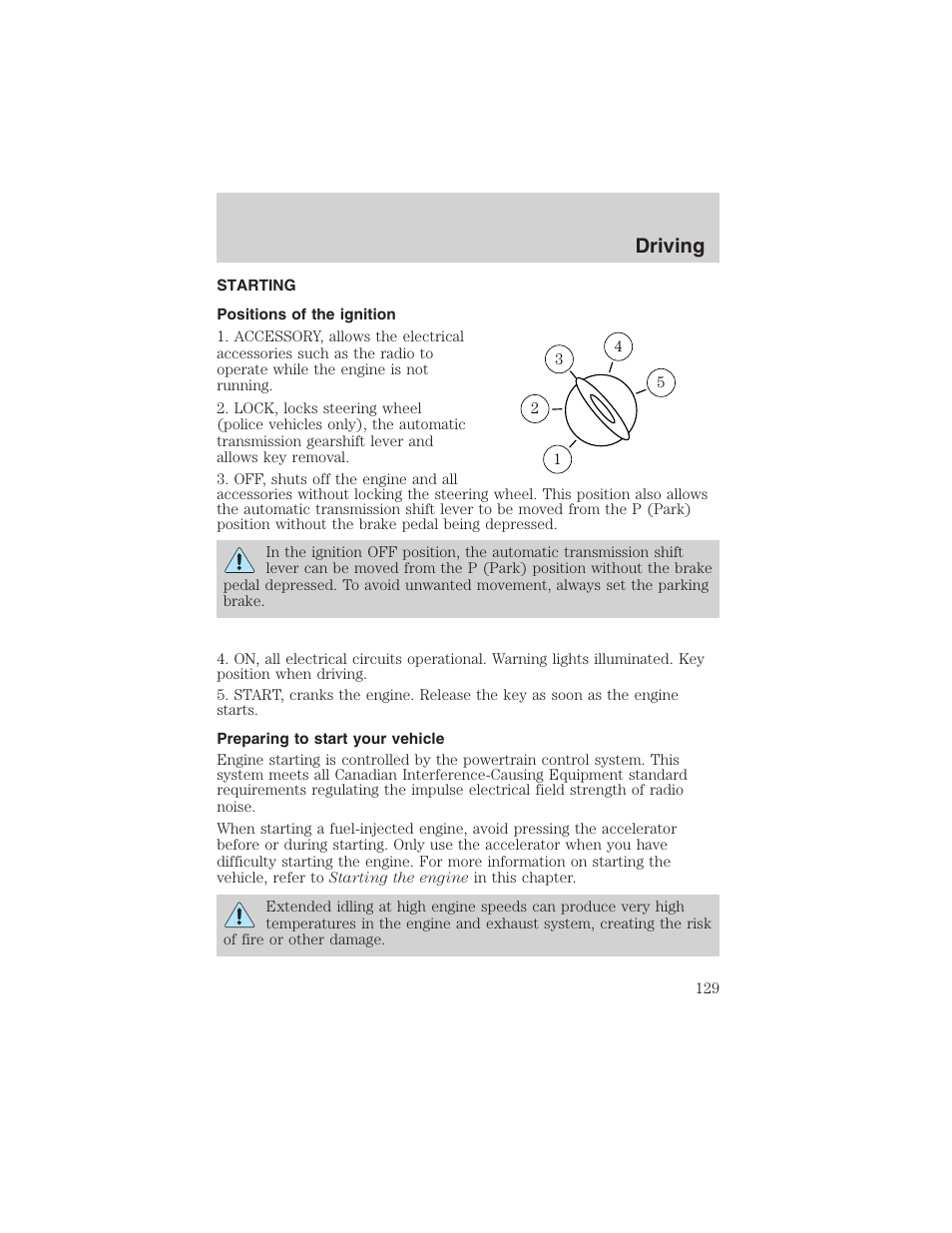 Driving | FORD 2003 Crown Victoria v.1 User Manual | Page 129 / 232