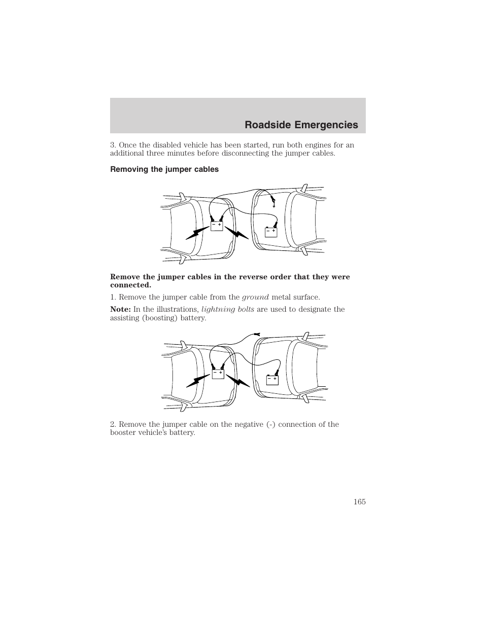 Roadside emergencies | FORD 2003 Crown Victoria v.1 User Manual | Page 165 / 232