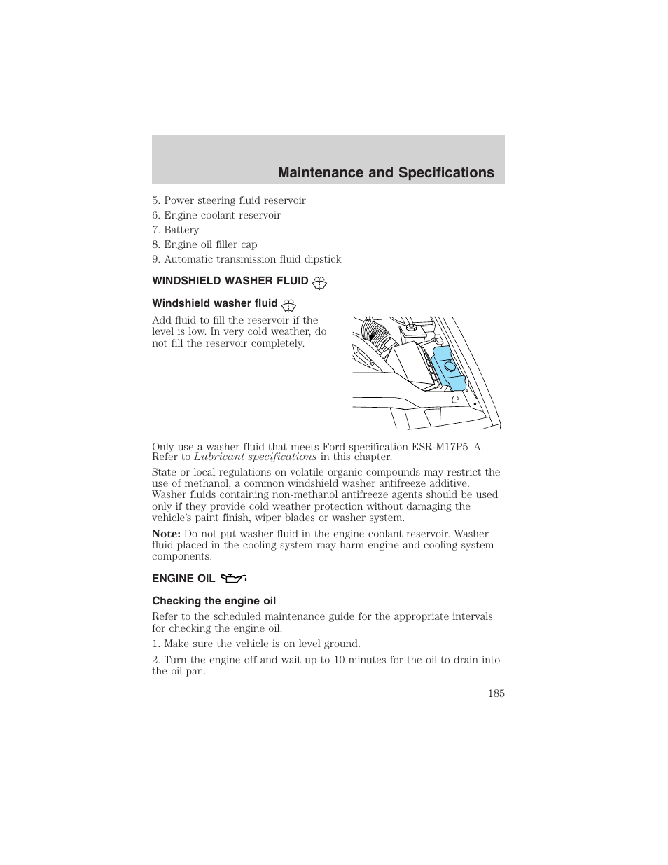 Maintenance and specifications | FORD 2003 Crown Victoria v.1 User Manual | Page 185 / 232