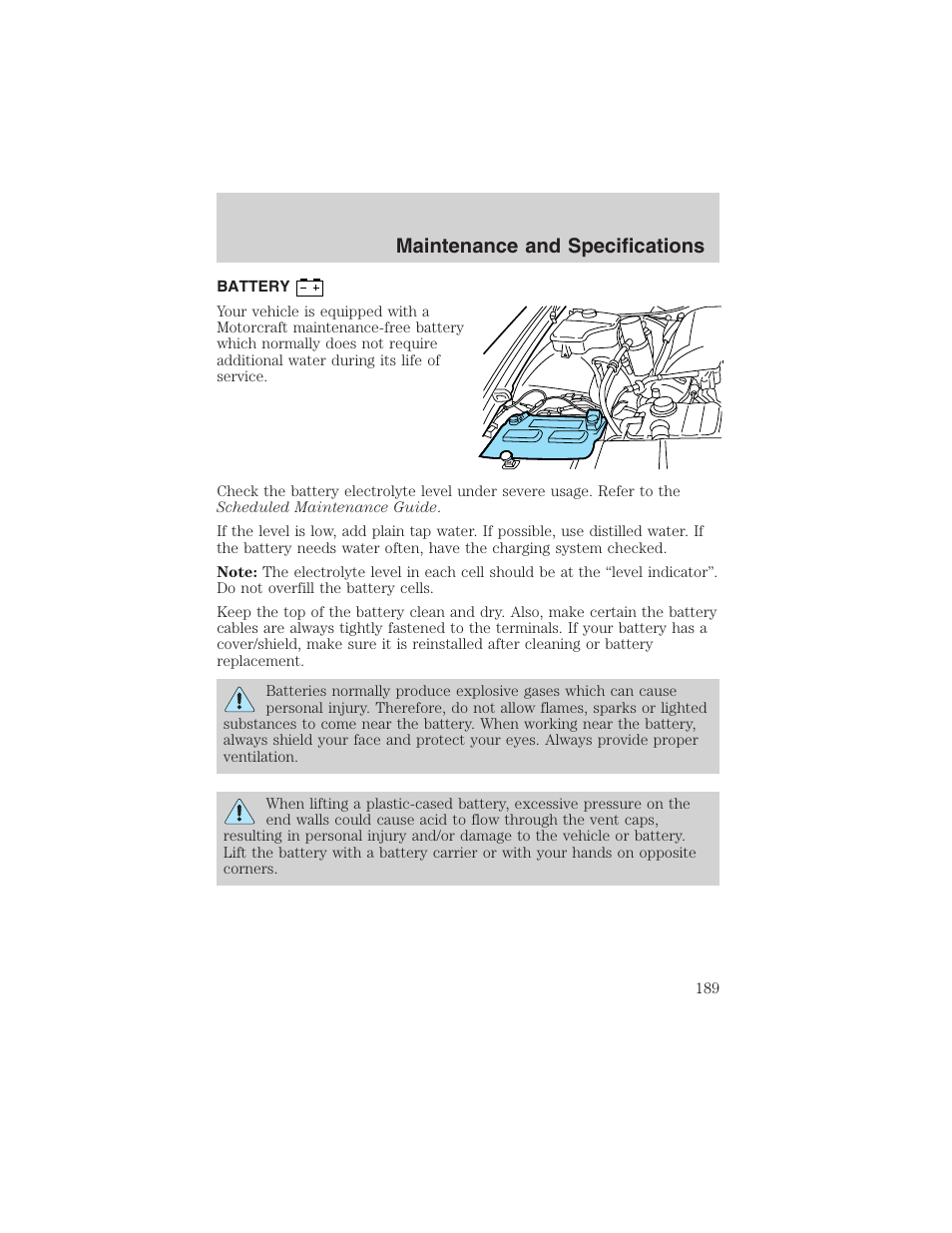 Maintenance and specifications | FORD 2003 Crown Victoria v.1 User Manual | Page 189 / 232