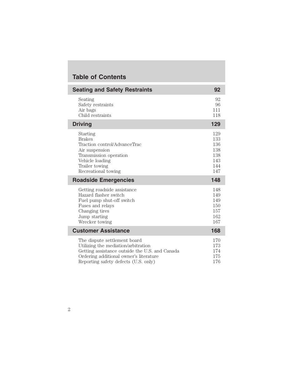 FORD 2003 Crown Victoria v.1 User Manual | Page 2 / 232