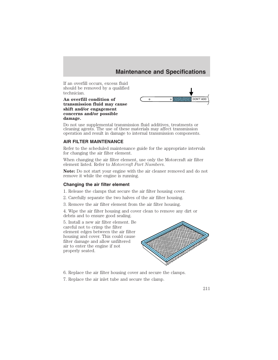 Maintenance and specifications | FORD 2003 Crown Victoria v.1 User Manual | Page 211 / 232