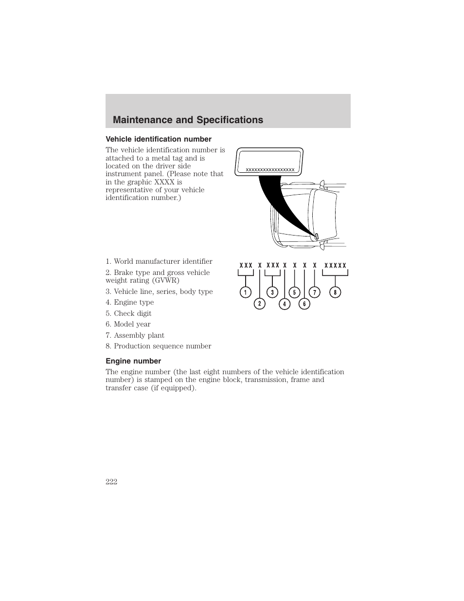 Maintenance and specifications | FORD 2003 Crown Victoria v.1 User Manual | Page 222 / 232