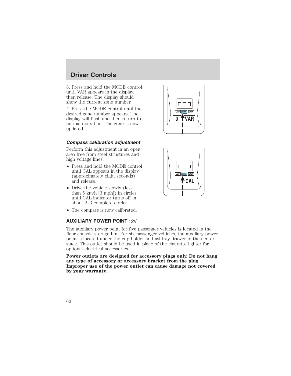 Driver controls | FORD 2003 Crown Victoria v.1 User Manual | Page 60 / 232