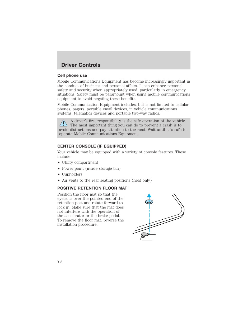 Driver controls | FORD 2003 Crown Victoria v.1 User Manual | Page 78 / 232