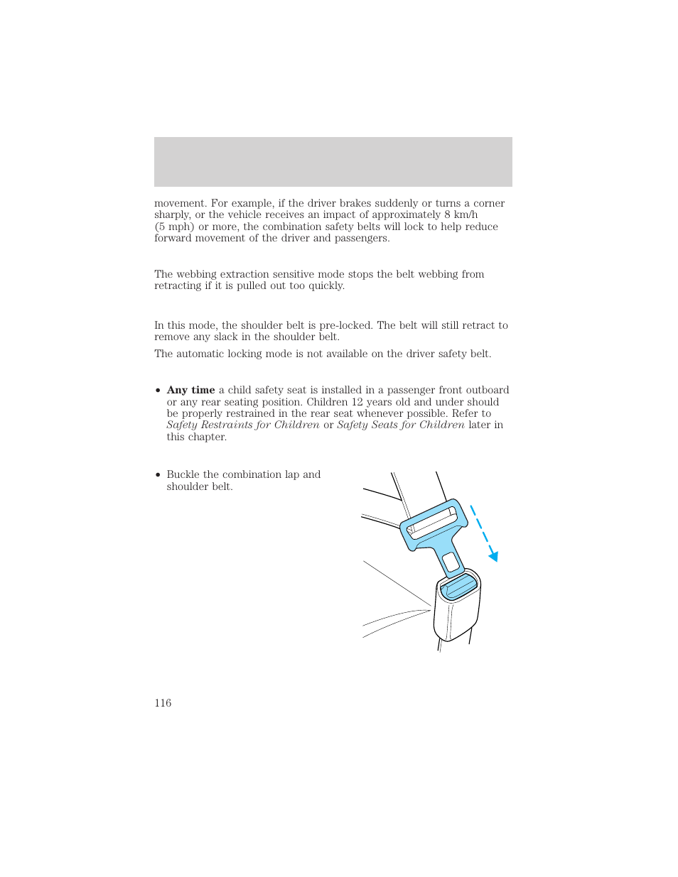 Seating and safety restraints | FORD 2003 Crown Victoria v.2 User Manual | Page 116 / 248