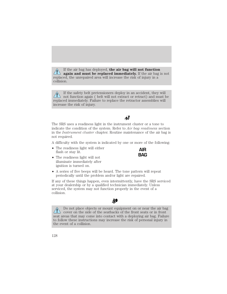 Seating and safety restraints | FORD 2003 Crown Victoria v.2 User Manual | Page 128 / 248