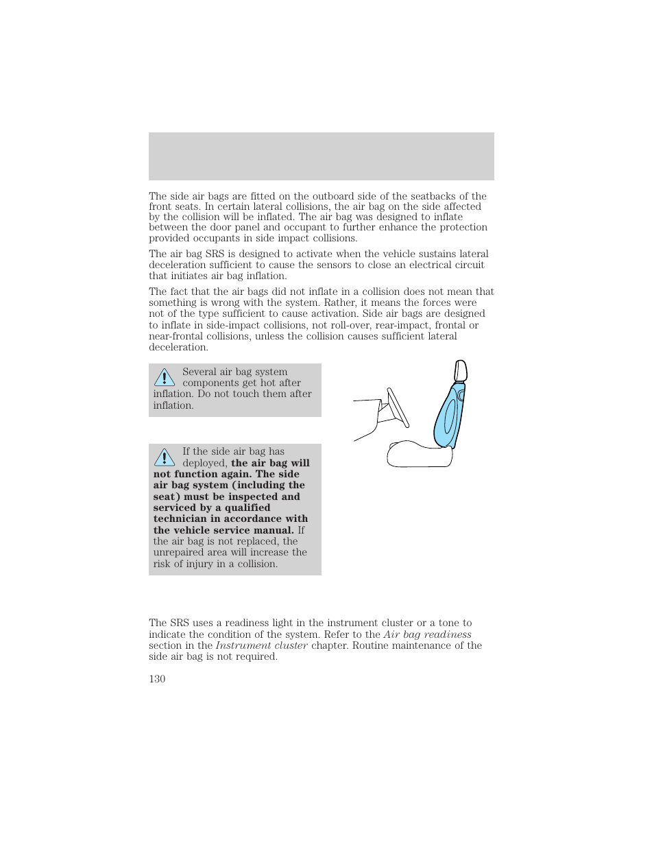 Seating and safety restraints | FORD 2003 Crown Victoria v.2 User Manual | Page 130 / 248