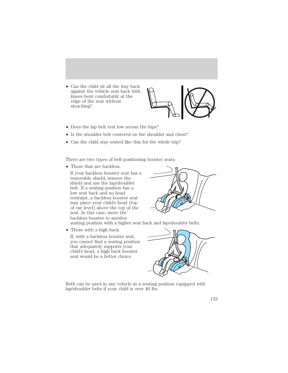 Seating and safety restraints | FORD 2003 Crown Victoria v.2 User Manual | Page 133 / 248