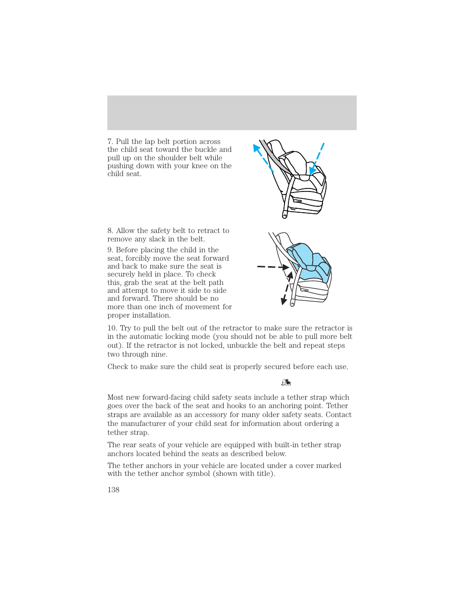 Seating and safety restraints | FORD 2003 Crown Victoria v.2 User Manual | Page 138 / 248