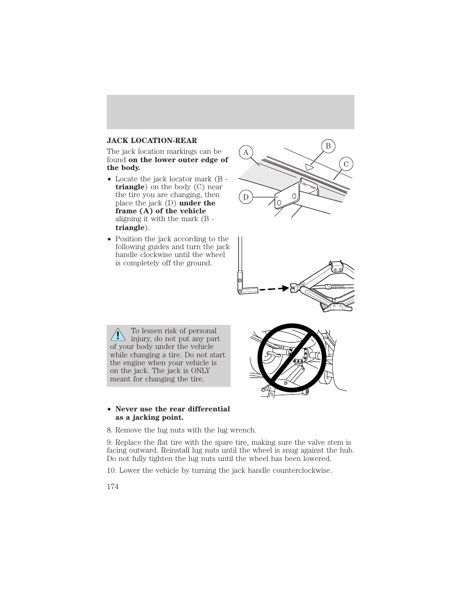 Roadside emergencies | FORD 2003 Crown Victoria v.2 User Manual | Page 174 / 248