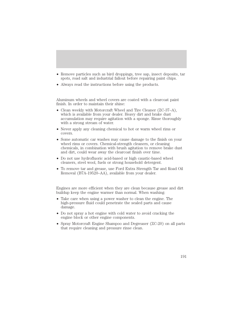 Cleaning | FORD 2003 Crown Victoria v.2 User Manual | Page 191 / 248