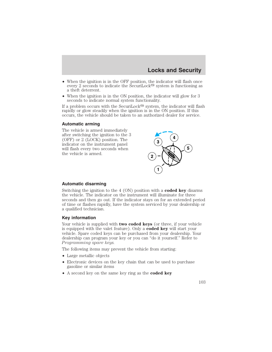 Locks and security | FORD 2003 Crown Victoria v.3 User Manual | Page 103 / 248