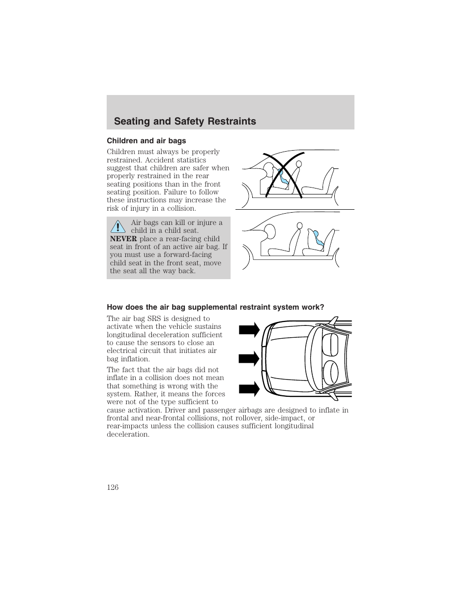 Seating and safety restraints | FORD 2003 Crown Victoria v.3 User Manual | Page 126 / 248