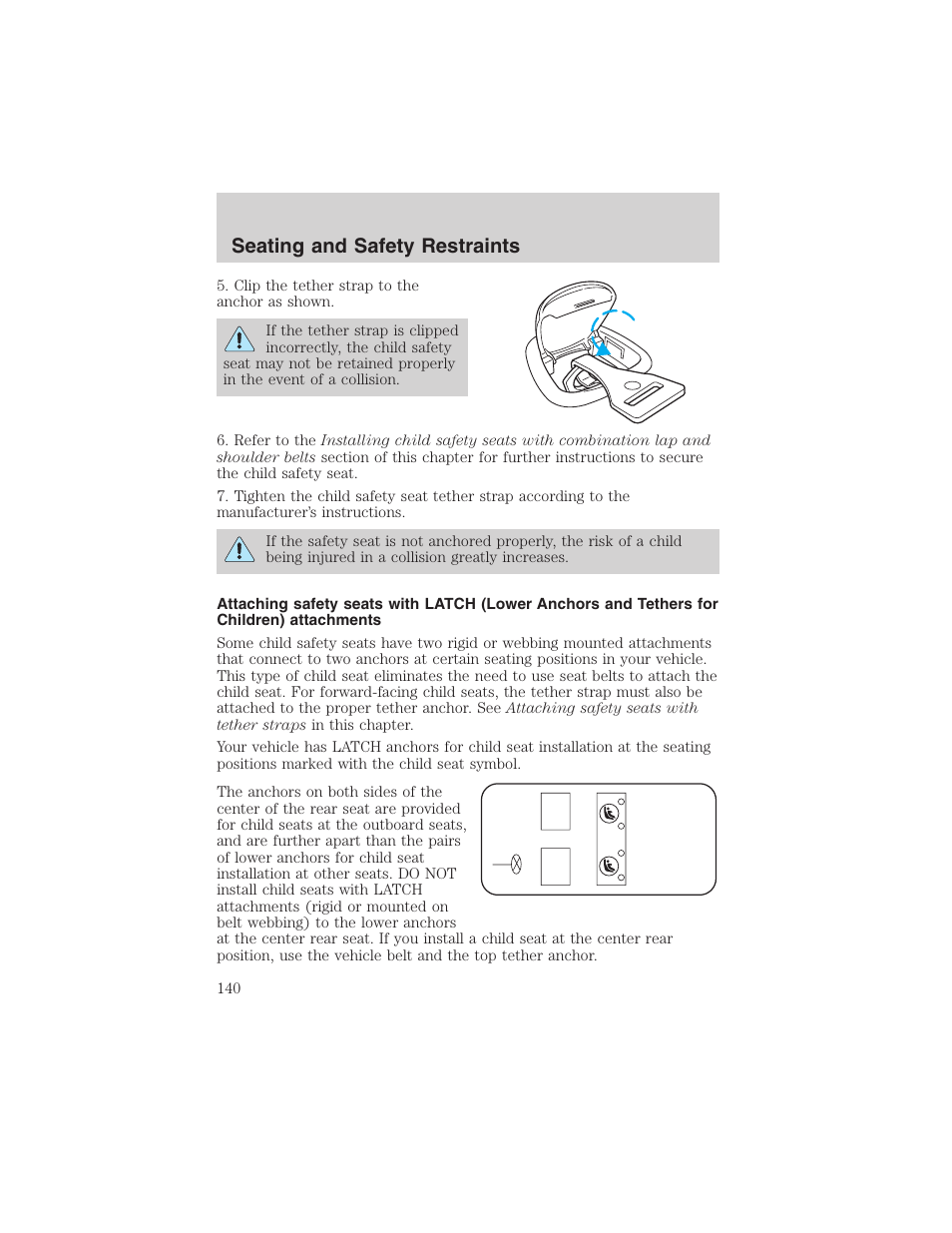 Seating and safety restraints | FORD 2003 Crown Victoria v.3 User Manual | Page 140 / 248