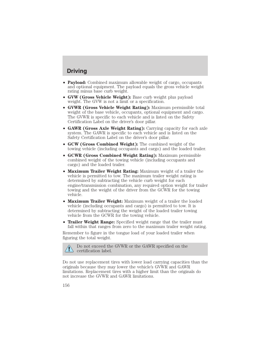 Driving | FORD 2003 Crown Victoria v.3 User Manual | Page 156 / 248