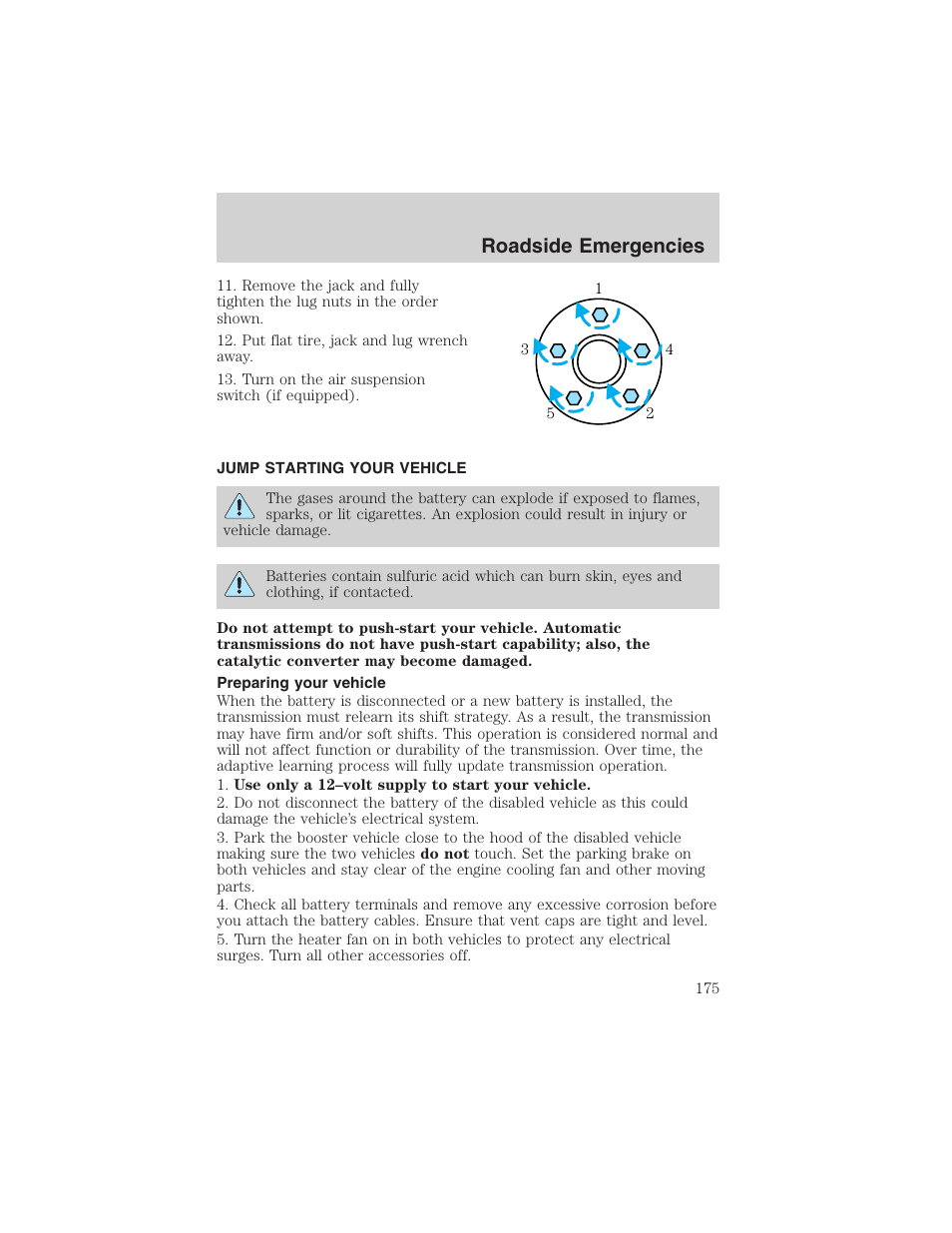 Roadside emergencies | FORD 2003 Crown Victoria v.3 User Manual | Page 175 / 248