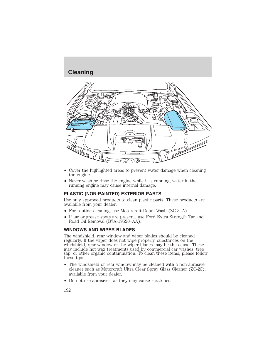 Cleaning | FORD 2003 Crown Victoria v.3 User Manual | Page 192 / 248