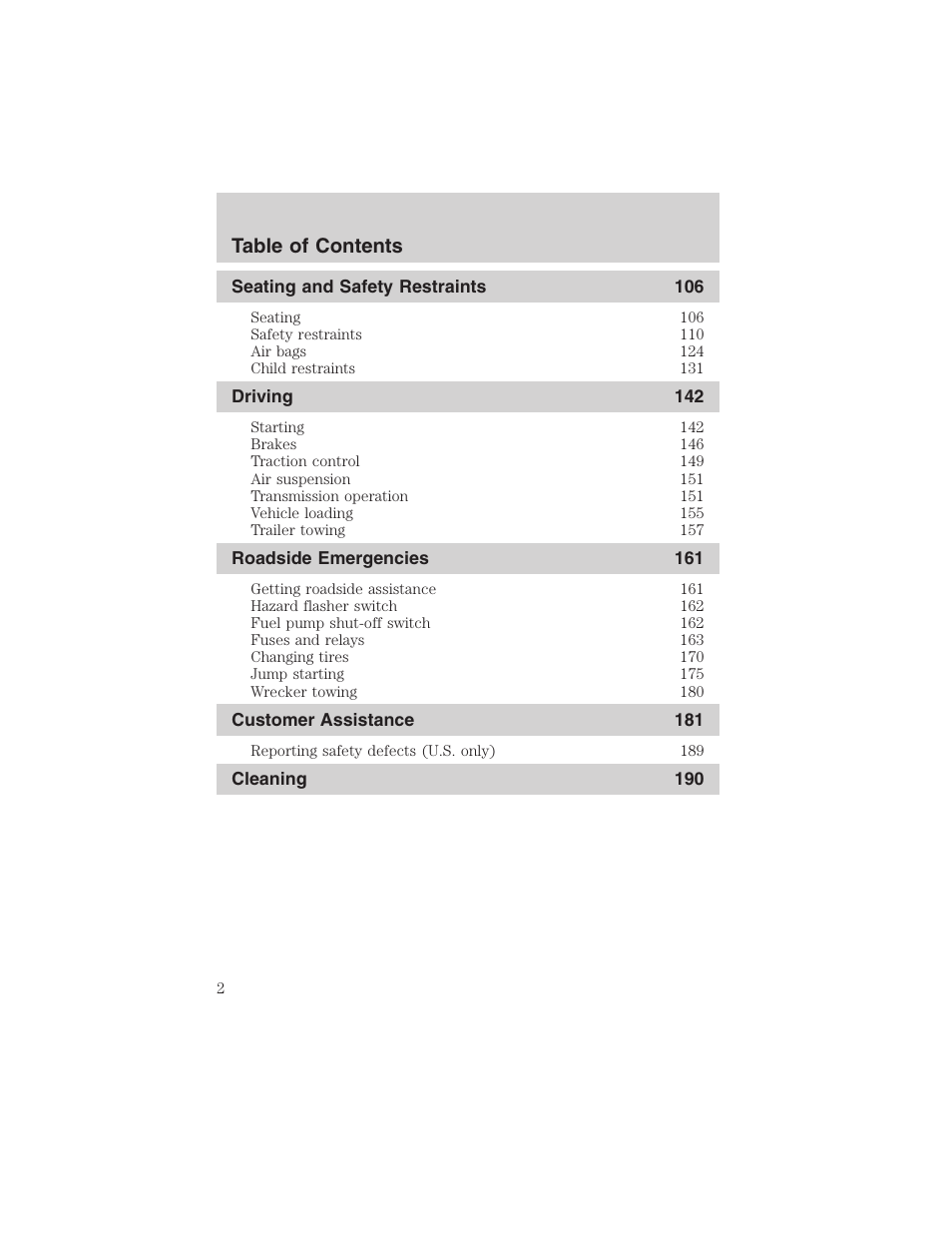 FORD 2003 Crown Victoria v.3 User Manual | Page 2 / 248