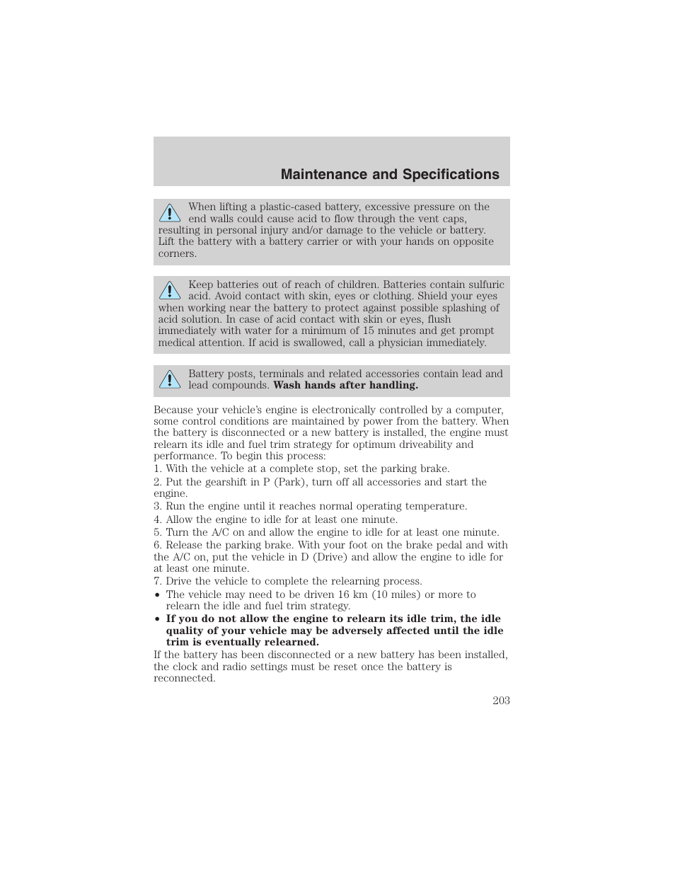 Maintenance and specifications | FORD 2003 Crown Victoria v.3 User Manual | Page 203 / 248