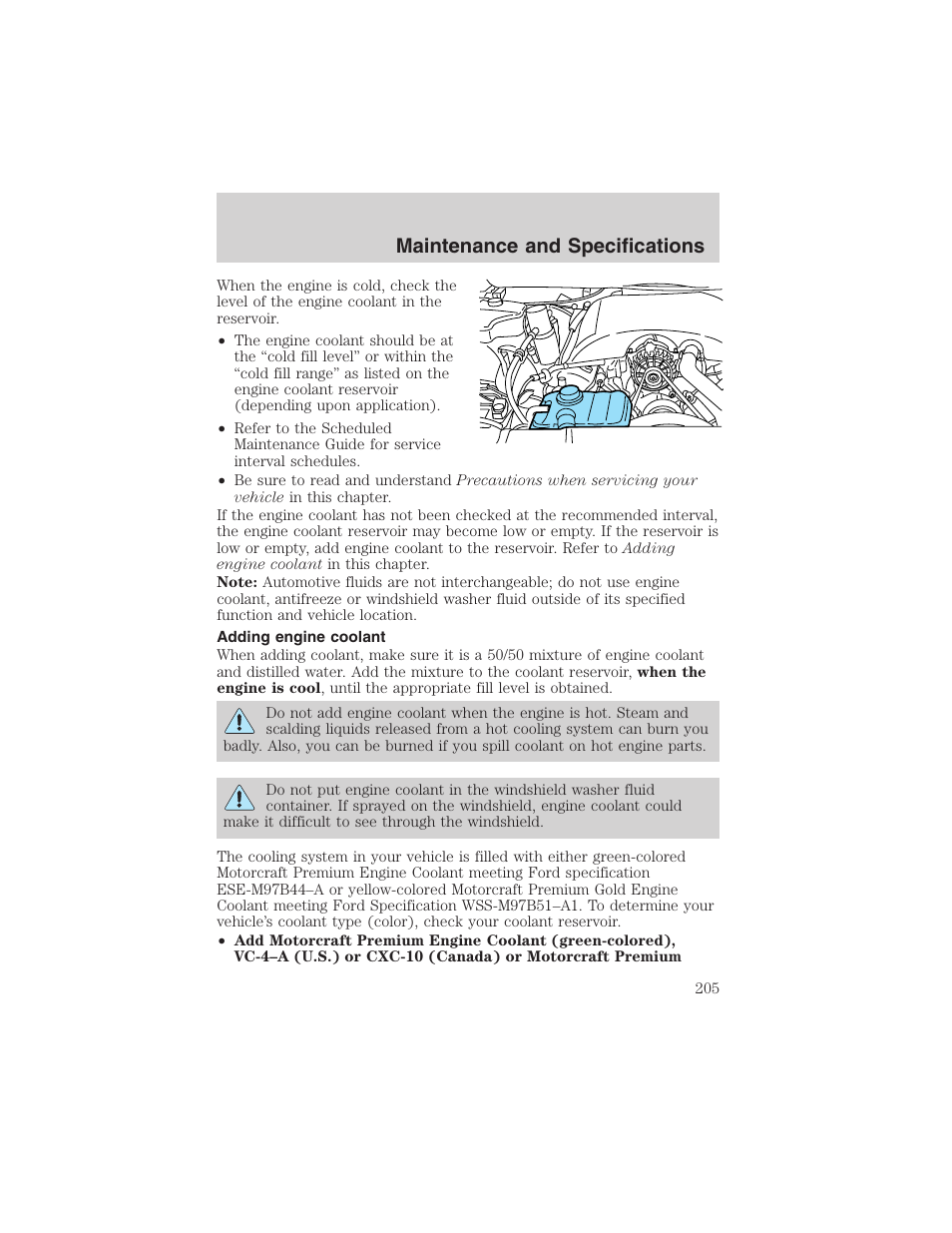 Maintenance and specifications | FORD 2003 Crown Victoria v.3 User Manual | Page 205 / 248