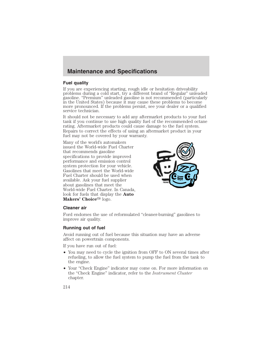 Maintenance and specifications | FORD 2003 Crown Victoria v.3 User Manual | Page 214 / 248