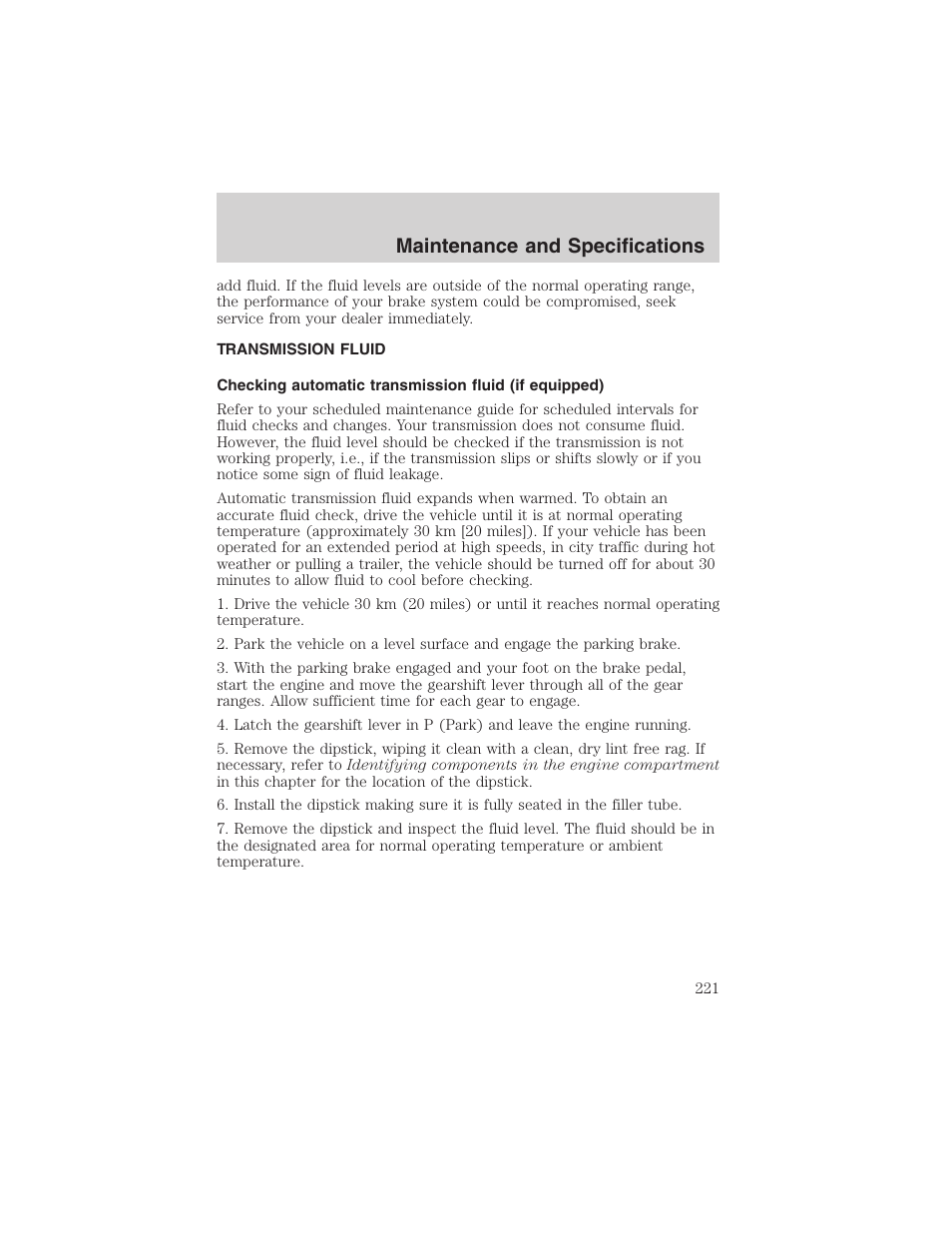 Maintenance and specifications | FORD 2003 Crown Victoria v.3 User Manual | Page 221 / 248
