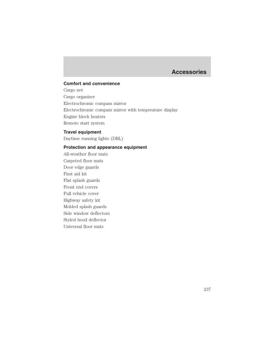 Accessories | FORD 2003 Crown Victoria v.3 User Manual | Page 237 / 248