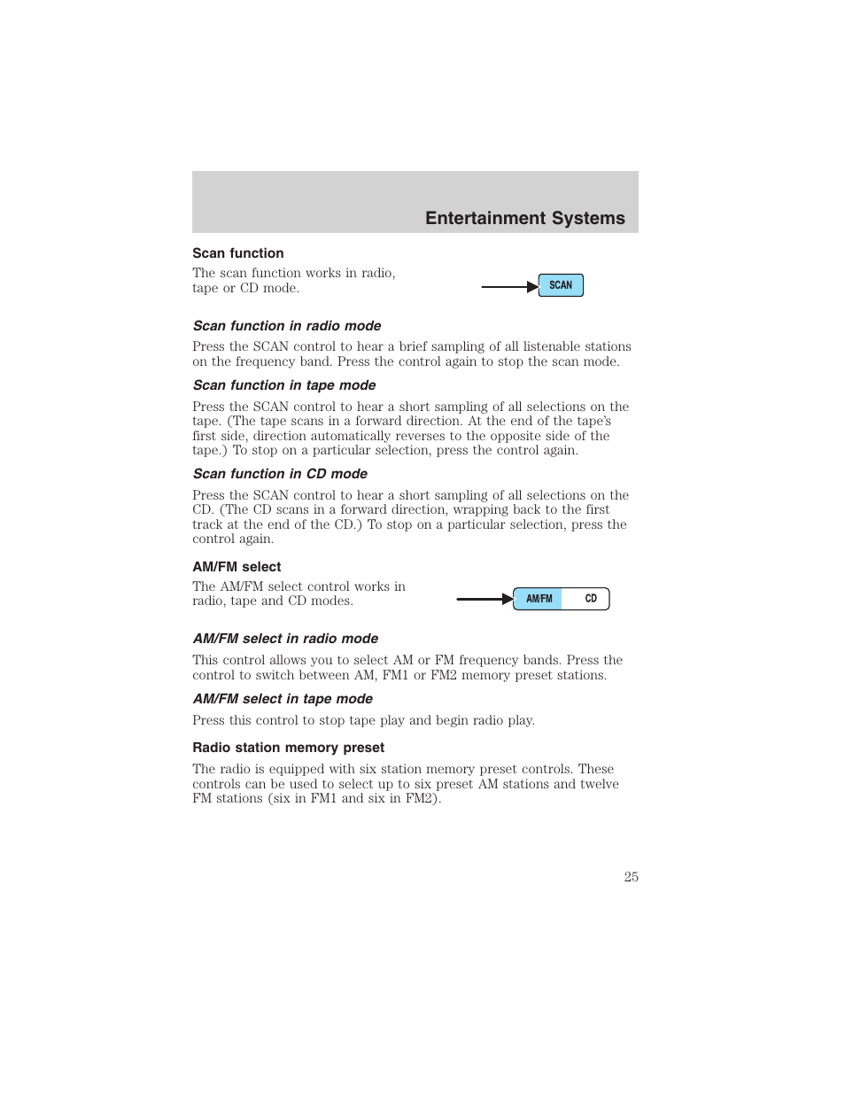 Entertainment systems | FORD 2003 Crown Victoria v.3 User Manual | Page 25 / 248