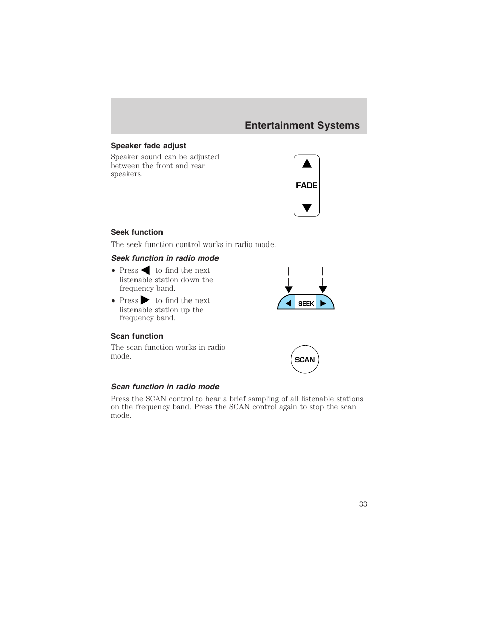 Entertainment systems | FORD 2003 Crown Victoria v.3 User Manual | Page 33 / 248