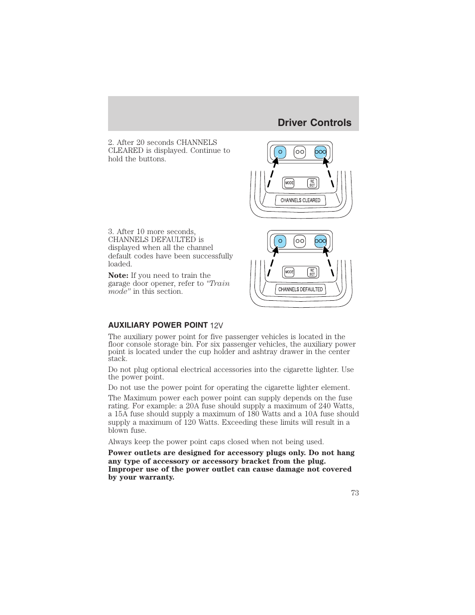 Driver controls | FORD 2003 Crown Victoria v.3 User Manual | Page 73 / 248