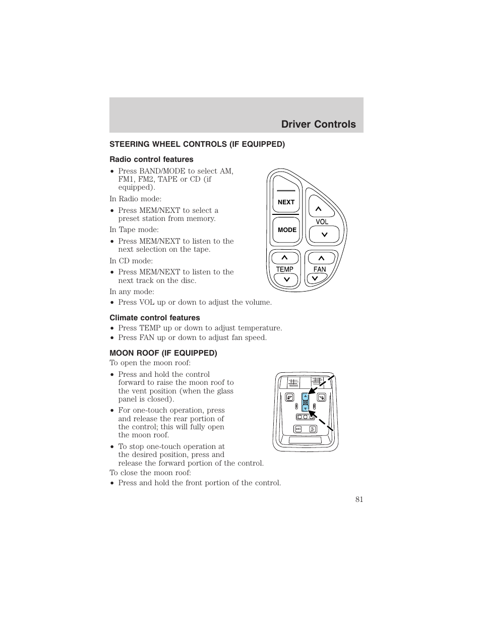 Driver controls | FORD 2003 Crown Victoria v.3 User Manual | Page 81 / 248
