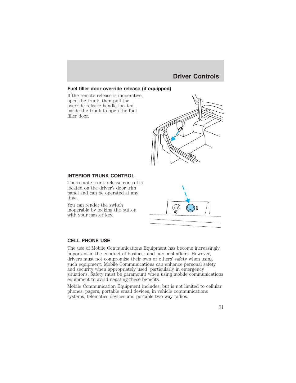 Driver controls | FORD 2003 Crown Victoria v.3 User Manual | Page 91 / 248