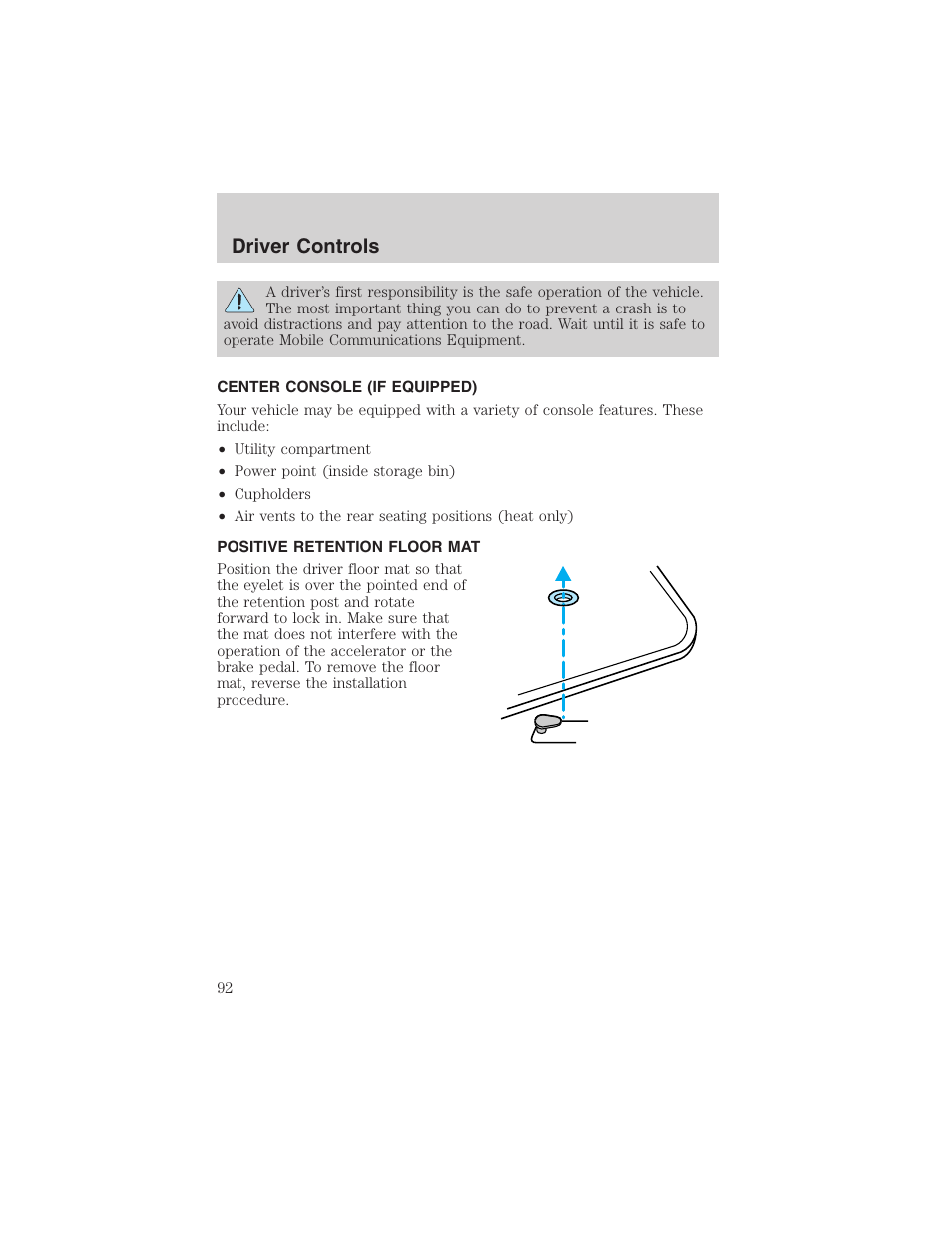 Driver controls | FORD 2003 Crown Victoria v.3 User Manual | Page 92 / 248