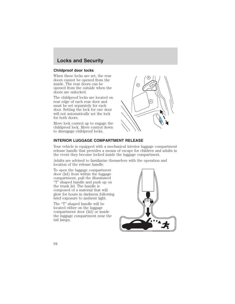 Locks and security | FORD 2003 Crown Victoria v.3 User Manual | Page 94 / 248