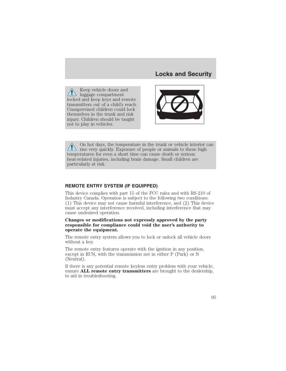 Locks and security | FORD 2003 Crown Victoria v.3 User Manual | Page 95 / 248