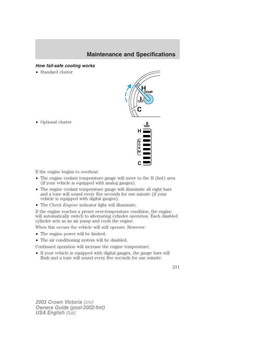 Maintenance and specifications | FORD 2003 Crown Victoria v.4 User Manual | Page 211 / 248