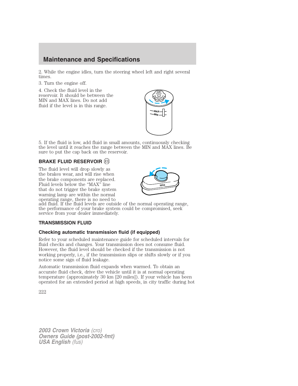 Maintenance and specifications | FORD 2003 Crown Victoria v.4 User Manual | Page 222 / 248