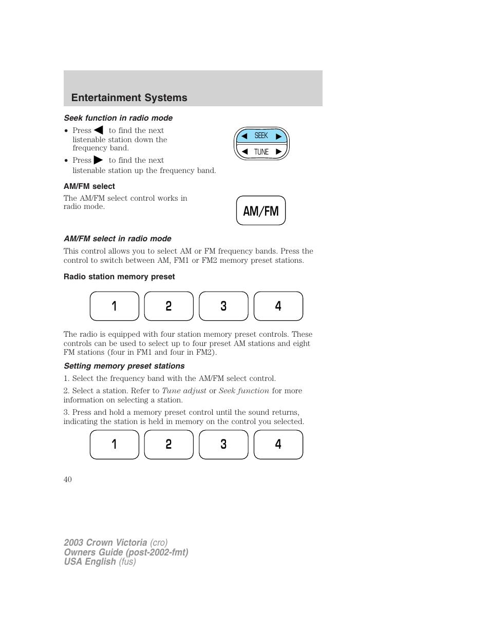 FORD 2003 Crown Victoria v.4 User Manual | Page 40 / 248