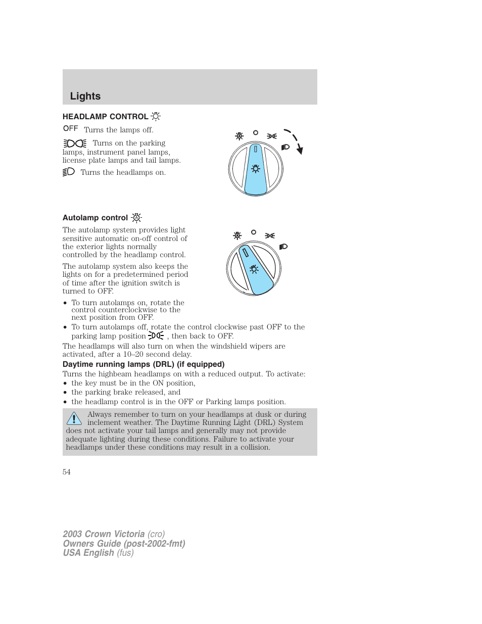 Lights | FORD 2003 Crown Victoria v.4 User Manual | Page 54 / 248